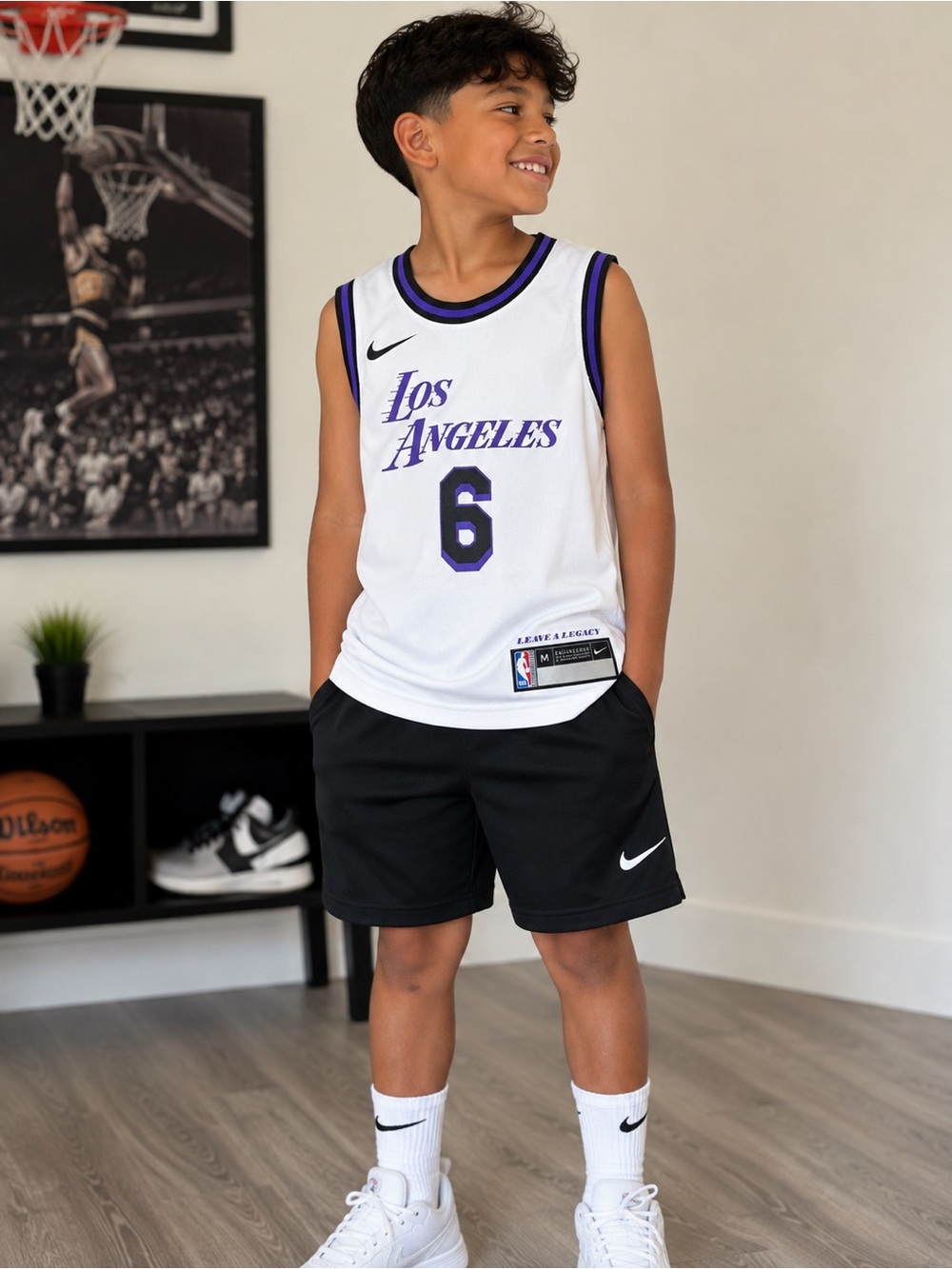 Nike LeBron James #6 Los Angeles Lakers NBA Jersey Youth M 5/6 White NWT